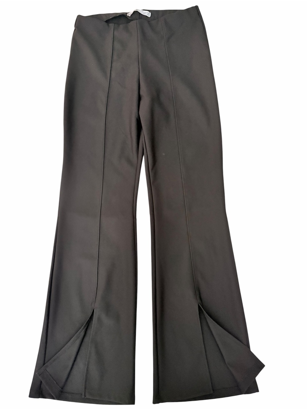 Bershka Black Boot-Cut Split-Hem Trousers